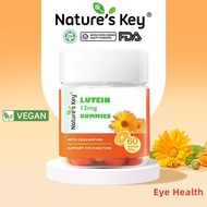 Nature's Key Edible Lutein Gummies 12mg Eye Protect Zeaxanthin Vitamin A Supplement for Kids and Adu