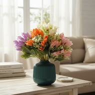 Artificial Eustoma Grandiflorum Poppy Bouquet 6 Forks for Home Wedding Garden Ornament