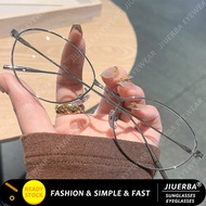 (JIUERBA) Simple Titanium Frame Retro Eyeglasses for Men and Women Retro Fashion Oval Frame Eyeglass