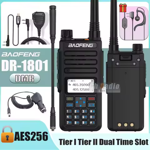 Baofeng DR-1801 AES256 Encrypted DMR Digital Walkie Talkie Dual Time Slot Analog Tier 1&2 Long Range