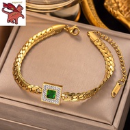 916 gold bracelet Green diamond titanium steel bracelet female Korean niche jewellery fashion jewelry