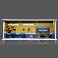 1/64 Diorama Car Garage Model LED Lighting City Car Showroom Scene for Miniatures Vehicles Display M