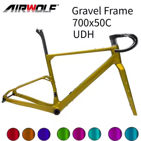 Airwolf 2026 T1100 Carbon Gravel Frame 700C*50C T47 Thread Disc Brake Gravel Bicycle Frameset Storag