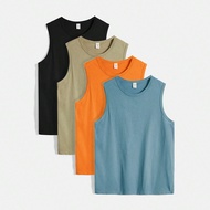 เด็กชายก่อนวัยรุ่น เสื้อกล้าม สีพื้น 4 ชิ้น