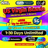 🇻🇮NML US Virgin Islands eSIM 5G 7-30 Days Daily500MB-30GB High-Speed Unlimited Data USA | Best Value