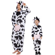 Fit Unisex Adult Cows Costume Halloween Funny Milk Cow Cosplay Jumpsuit Men Women Onesie Animal Flan