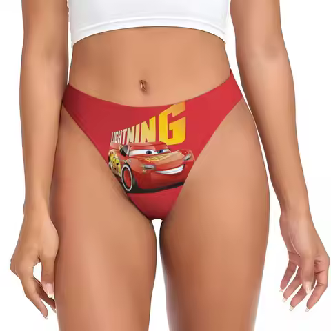 Custom Women's Lighting McQueen G-string Thongs Comfort Cars Panties Underwear