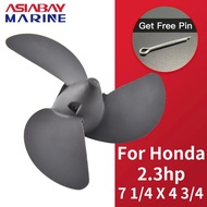 For Honda 2hp 2.3hp Outboard Propeller 7 1/4" × 4 3/4" Boat Motor Bf2 Bf2.3 Screw 184*120 Marine Eng