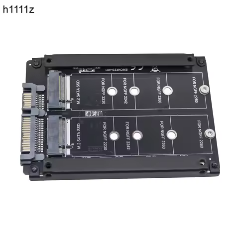 JBOD 2 Port B+M Key M.2 SATA SSD to SATA3.0 6Gb 2.5" Adapter Riser Card with Metal Case Enclosure fo