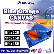 Blue Orange Canvas 9x12/9x15/9x18 Waterproof Canopy Canvas Tarpaulin Kanvas Khemah Kolam Tutup Keret