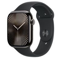 Apple - Apple Watch Series 10 (GPS + 流動網絡)；46 毫米石板色鈦金屬錶殼；黑色運動錶帶 - M/L