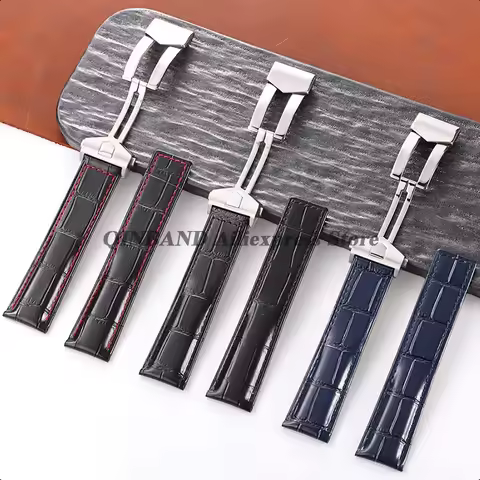 for Tag Heuer Carrera Monaco 20/22/24mm Cowhide Leather Watchband Strap Folding Buckle Men's Bracele