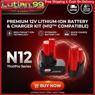 MtPro N12 Red-Lithium MILWAUKEE M12 Replacement Battery Charge Power Tool High Output 2.0Ah 4.0Ah