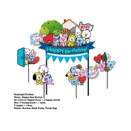 BTS BT21 DOLL Cardboard Cake Topper/ BTS BT21 DOLL Birthday Cake Decoration