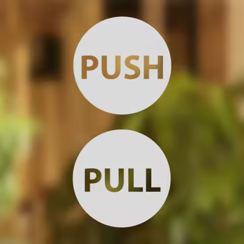 Push Pull Door Sign Entrance Exit Vinyl Decal Sticker , Bathroom Door Shop Window Salon Cafe Restaur
