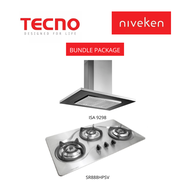 (HOOD + HOB) TECNO ISA 9298 / ISA9298 Island Hood with Decorative LED Lights + Tecno SR 888HPSV / SR888HPSV Stainless Steel Cooker Hob with Cyclonic Flame Technology