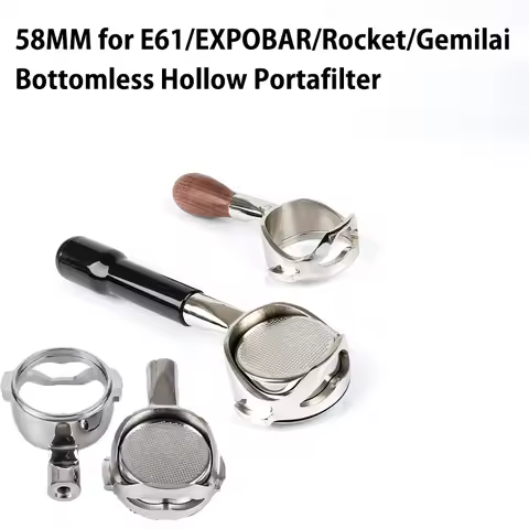58MM Stainless Steel Espresso Coffee Filter for E61/EXPOBAR/Rocket/Gemilai Universal Bottomless Holl