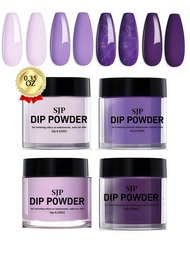 4 PCS Dip Powder Nail Kit - 0.335 fl.Oz/each Dip Powder with 4Colors Blue Purple Black Pink Nail Pow