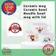 Ceramic mug Ceramic bowl Noodle bowl mug Mug with lid