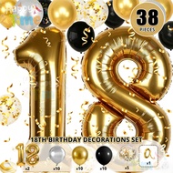 Black Gold Birthday Decoration Set 18th Debut 21st 30th 40th 50th 60th Number Balloons Party Needs