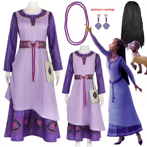 Halloween Princess Asha Dress for Girls Asha Cosplay Movie Wish Asha Kids Christmas Birthday Party O