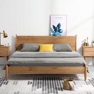 White Oak Time Bed/1.5/1.8Japanese-style simple modern bedroom furniture solid wood bed for single o