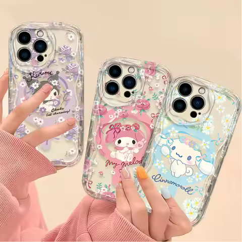 Sanrio Melody Kuromi Cinnamoroll Floral Clear Case for iPhone 17 Air 16 15 14 Plus 13 12 11 Pro Max 