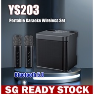 【sg stock】YS-203 Karaoke Machine Speaker System Buetooth Wireless Dual Microphone Audio Home KTV Audio Set