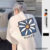[K-2] American Casual Hand-Painted Graffiti PEACE Daisy Pure Cotton Short T Sleeve Top T-Shirt Y2K C