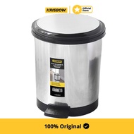 Krisbow 11 ltr Pedal Trash Can - Silver Dust Bin Room Bin Pedal Bin