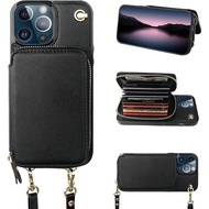 Sarung Dompet Crossbody Bocasal untuk iPhone 13 Pro, Sarung Dompet Kulit Penyekat RFID dengan Pemega