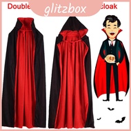 Halloween Vampire Cloak Hooded Cape For Adult And Kids Reversible Black And Red Cosplay Costume
