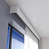 Curtain Pelmet Box with Single Track, 3-in-1 Decorative Curtain Rod and Valance, Room Darkening Blac