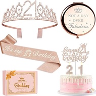 New Style Hot Sale 21st Birthday Shoulder Strap Crown Set Cake Decoration Card Number Candle Mirror 