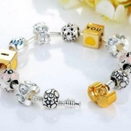 BAMOER 925S Silver Golden Bead Gold Charm