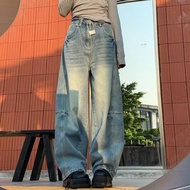 VELIN S-5XL Saiz Besar Jeans Wanita Korean Pinggang Tinggi Pants Retro Casual Wide Leg Trousers