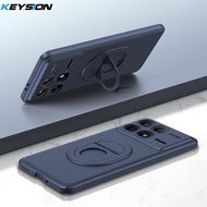 KEYSION เคสสำหรับ Xiaomi กันกระแทก POCO F6 Pro พลาสติกแข็งสีด้านขาตั้งโทรศัพท์ที่ครอบสำหรับ Xiaomi P