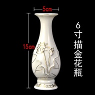 BW-8💚Buddha Worship Vase Ceramic Relief Worship Vase Decoration Offering for Buddha Vase Relief Gold Outline Lotus Water