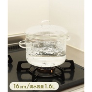 Japan 3COINS < Pyrex Pot 1.6L >|Available Direct Fire Microwave Oven|Transparent Body Spill-Proof An