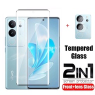 Vivo V29 5G Tempered Glass For Vivo Y36 Y27 Y35 Y16 Y02s Y02 Y22s Y01 Y77 Y76 Y75 Y72 5G 4G Y50 Y30 Y20 Y20i Y20s Y15a Y15s 2 in 1 Full Coverage Screen Protector Glass Film