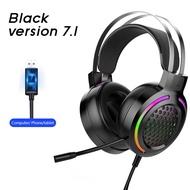 BENTOBEN Gaming Headset 7.1 Surround Sound Stereo Wired Earphones USB Microphone Breathing RGB Light For PC Gamer Headphones