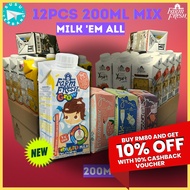 HALF CARTON MIX 200ml | 12pcs Farm Fresh Milk UHT Grow Up Milk/Pisang/Kurma/Latte/Coklat/Yogurt/Tong