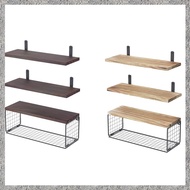 (DGHV) Bathroom Shelves over Toilet Floating Bathroom Wall Shelves with Wire Basket Shelf for Wall D