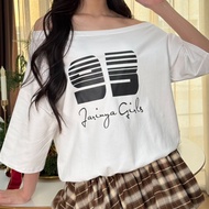 JARINYA เสื้อยืดoversize ปาดไหล่สกรีน 93 jarinya girl งานน่ารักมาก
