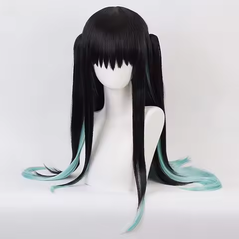 Anime Tokitou Muichirou Cosplay Synthetic Wig Muichiro Tokito Wig Heat Resistant Synthetic Hair Wigs