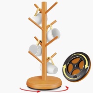 Mug Holder Tree,New Upgraded 360° Rotated 8 Hooks Coffee Cup Holder for Counter,Wood Coffee Mug Rack