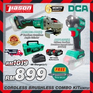 DCA ADKIT27 Brushless Cordless Combo Kit (ADPL208Z Impact Driver + ADSM03-100Z Angle Grinder + 2Bat 