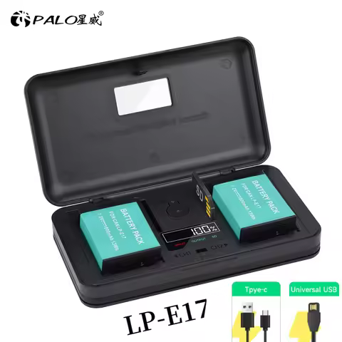 PALO LP-E17 LP E17 Battery+ 3 in 1 Smart Charger for Canon EOS RP 200 250D M3 M5 M6 750D 760D T6i T6