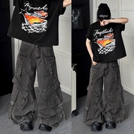 LEWIS JEANS - Cargo Jeans - Super wide leg Cargo jeans with washed fabric in GRAY color Unisex for m