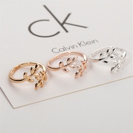 Korean Style Popular Fashion Leaf Ring Bay Leaf Jewelry Silver-plated Female Hypoallergenic Tail Ring Gift for Friends